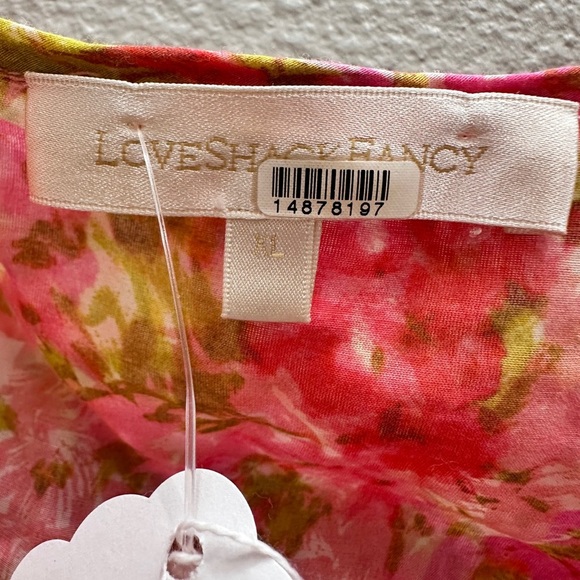 LoveShackFancy Dress Womens Size XL Pink Madsen Maxi Watercolor Print Cut-Out - Picture 3 of 12